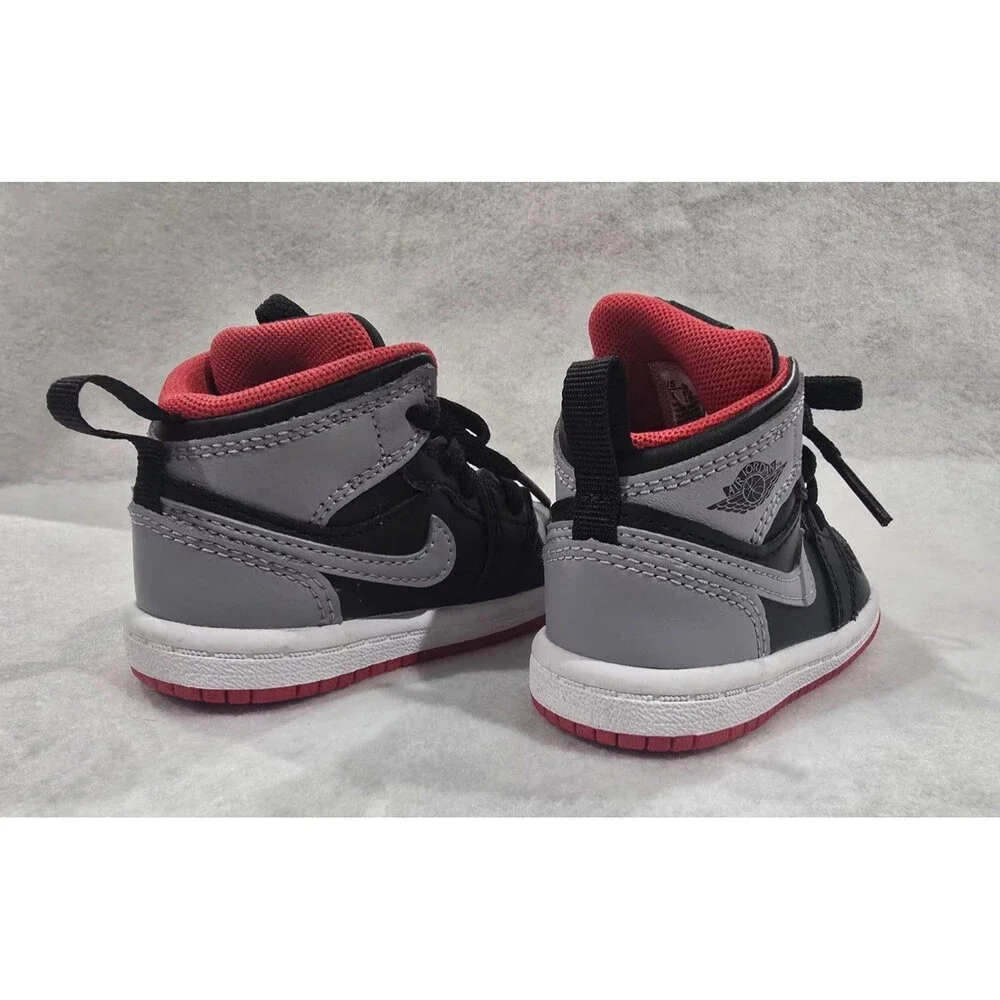 Air Jordan 1 Mid (TD) Baby 4C (Black/Cement Grey-Fire Red-White) DQ8425-006
